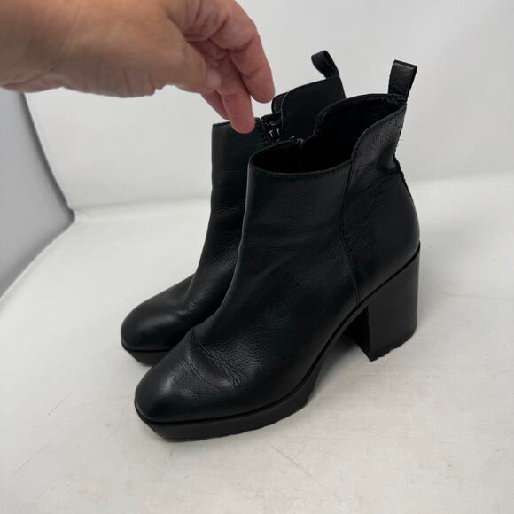 Lucky Brand Women’s Size 9.5 Black Leather Block Heel Ankle Boots Booties - Picture 12 of 14